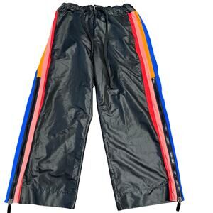NO KA' OI Black Multicolor Stripe Track Pants With Zipper Detail, Women's Medium